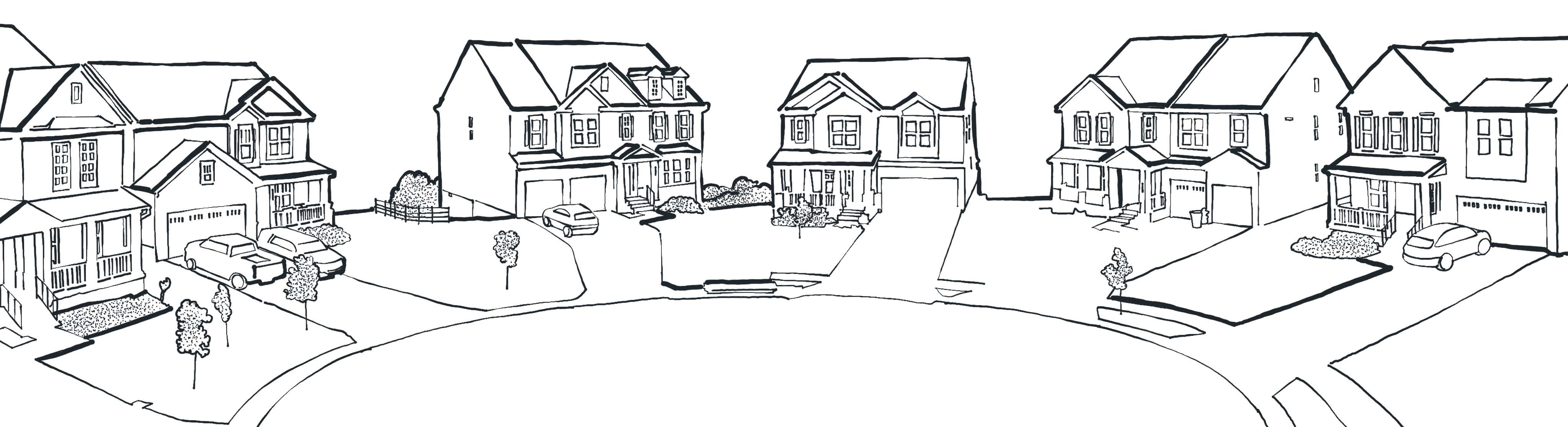 illustrated view of a nice neighborhood